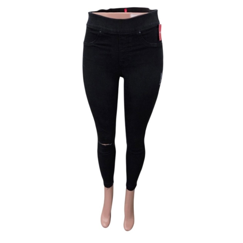 Spanx Distressed Skinny Jeans Women's Size Small Black Stretch Slimming Shaping